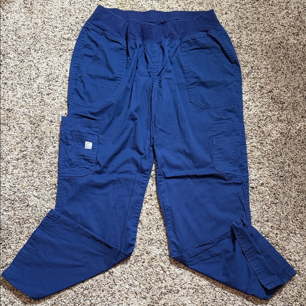 Women's Large Petite Buttersoft Navy Scrub Pants